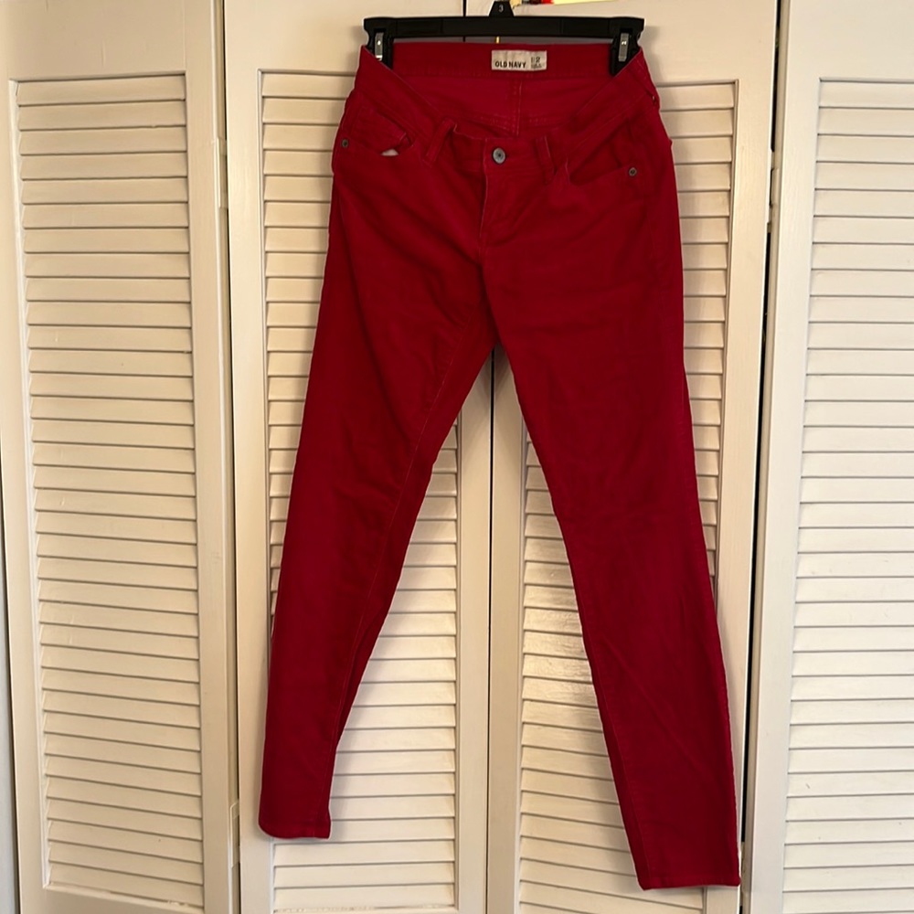 Red corduroy jeans